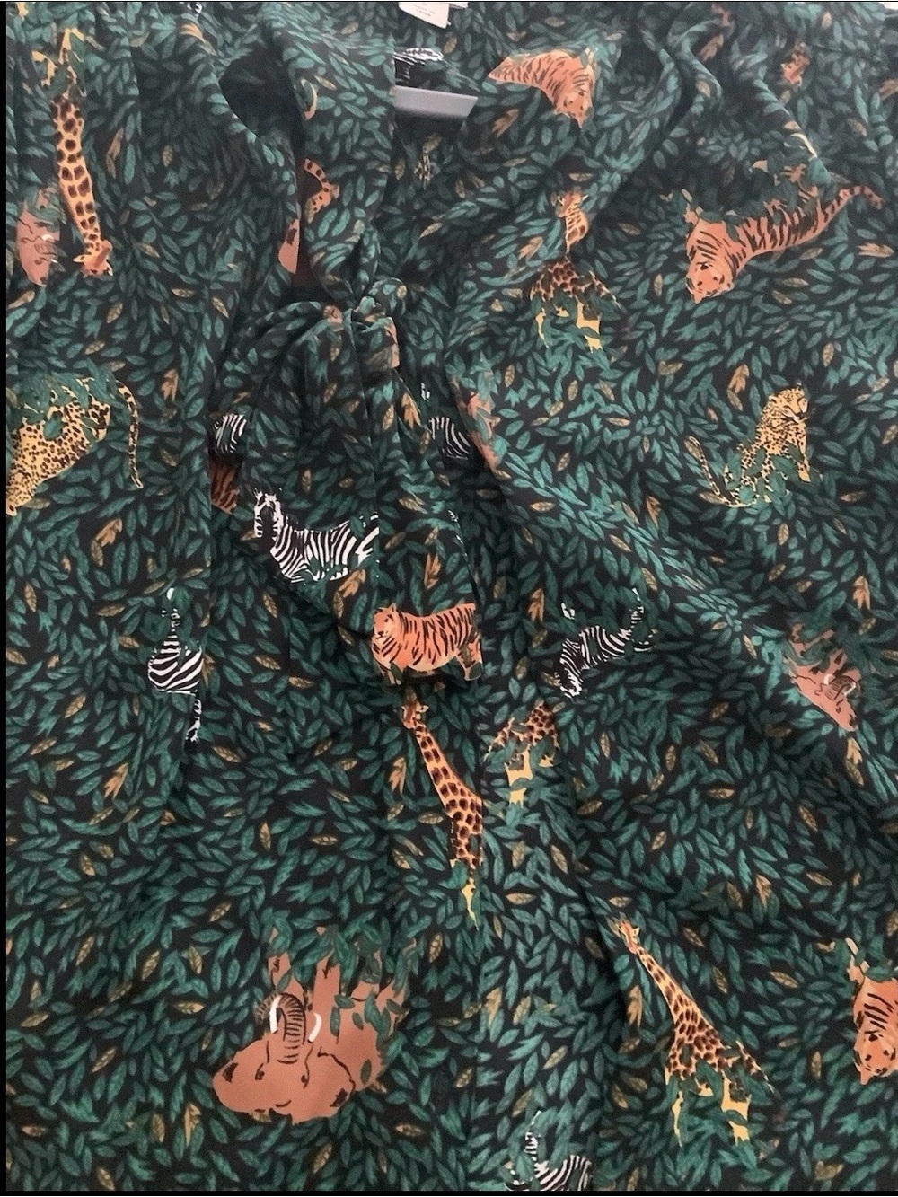 J. Crew women’s safari Leaf Print Shirt with  animal print motif